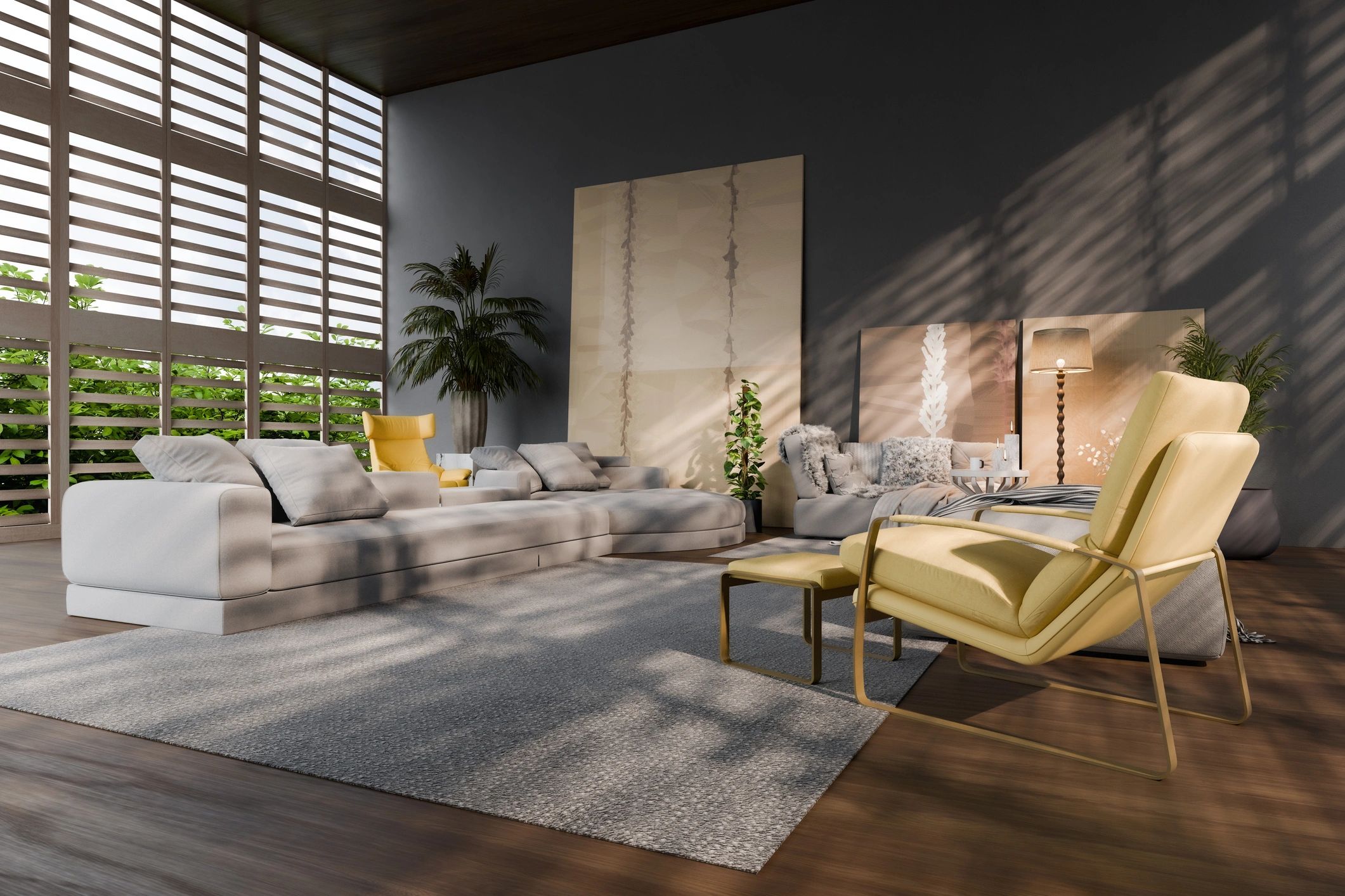 Styled living room showing a custom rug concept